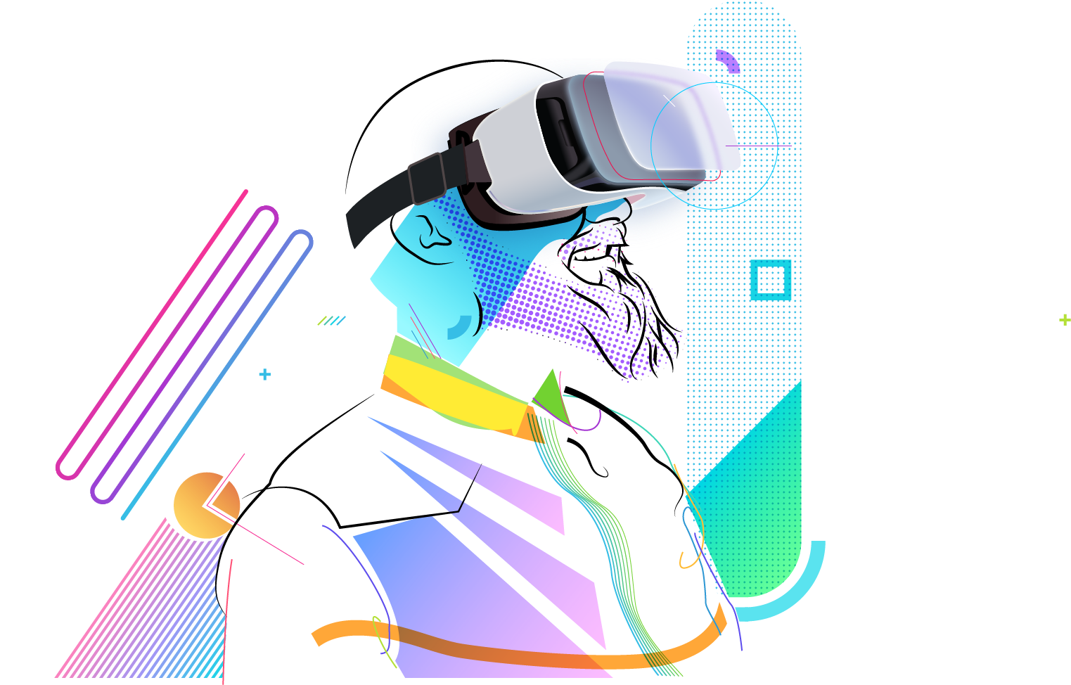 Illustration of a person wearing a virtual reality headset