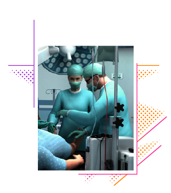 3D simulation of surgeons in an operating room